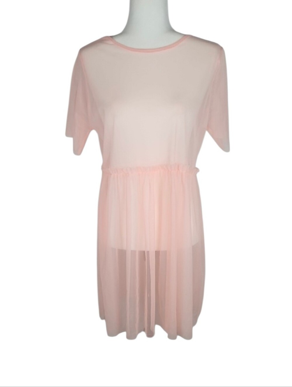 Sheer Babydoll Pink Dress Overlay Layers Ballerina Style Balletcore Coquette XL